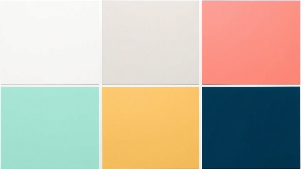 Siatka 6 kombinacji kolorystycznych z miętowym — każda na małym kwadracie: miętowy+biały, miętowy+szary, miętowy+róż, miętowy+złoto, miętowy+koral, miętowy+granat