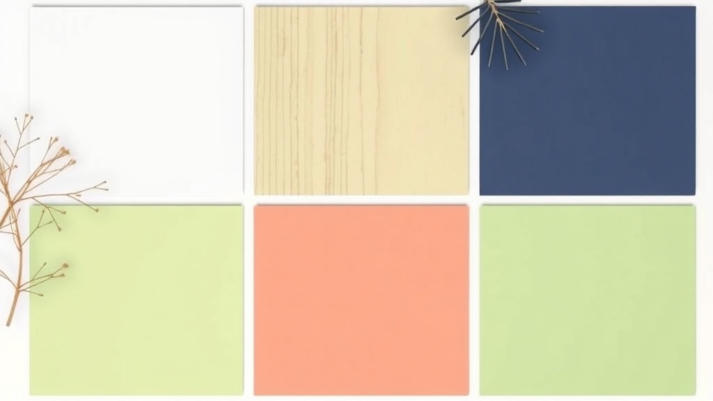Siatka 6 zestawień z pistacjowym — pistacjowy + biały, + drewno, + pudrowy róż, + szary, + terrakota, + granat