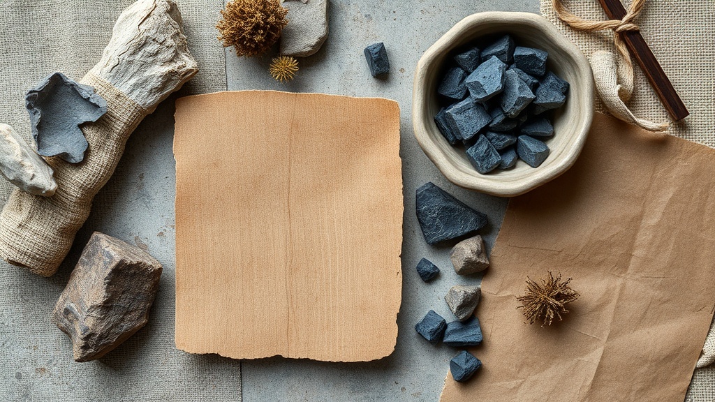 Paleta kolorów wabi-sabi — kamień, drewno, glina i len