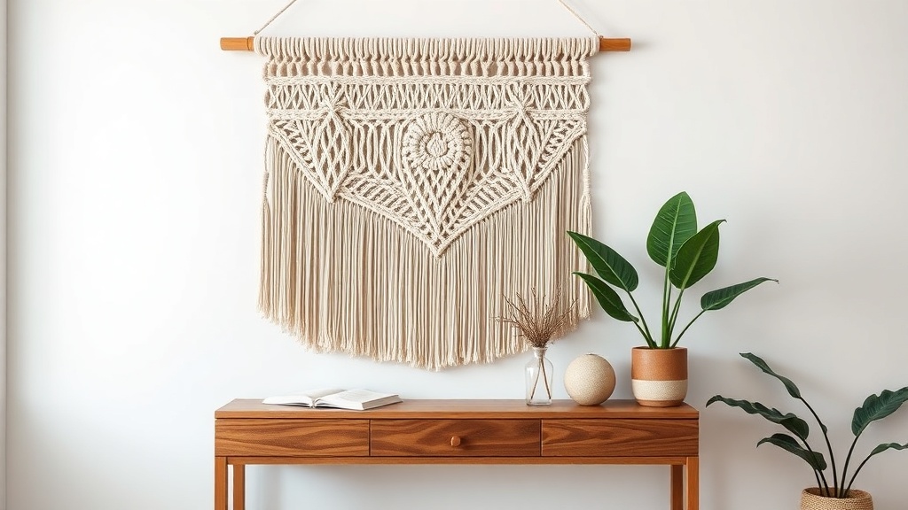 Duża makrama na ścianę z naturalnego sznura bawełnianego