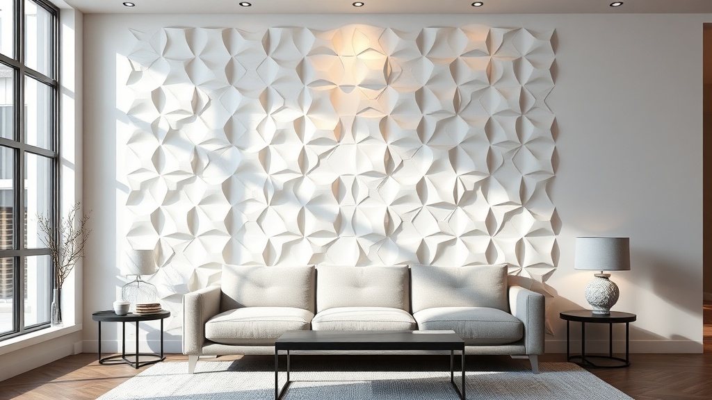 Białe panele ścienne 3D z geometrycznym wzorem