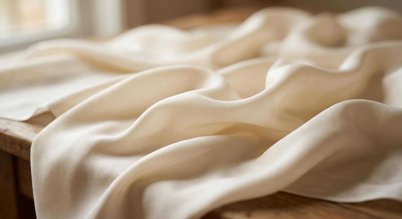 Naturalny jedwab w kolorze kości słoniowej