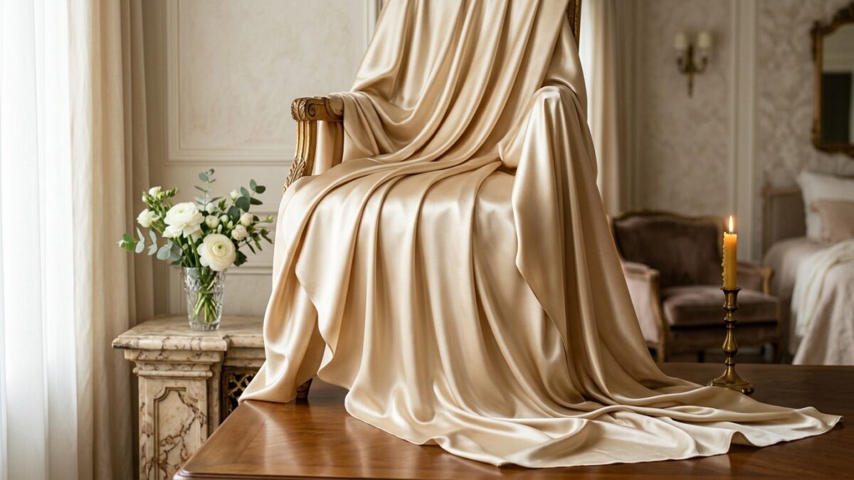 Lśniąca satyna w kolorze szampańskiego złota