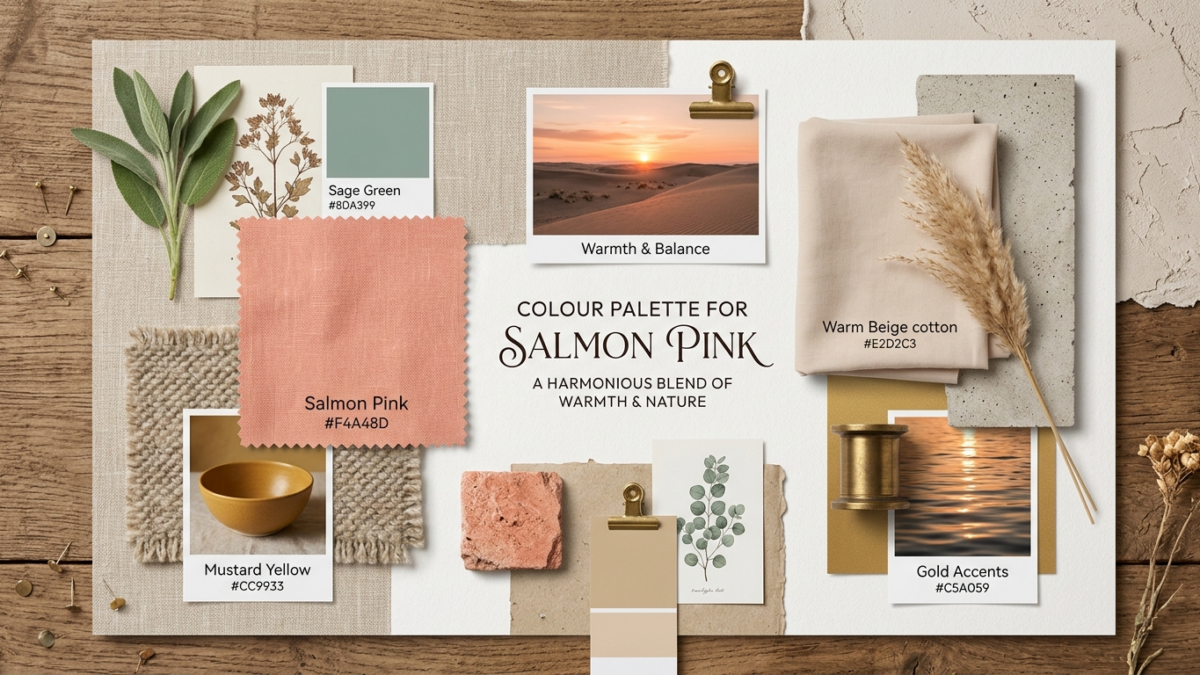 Paleta kolorów pasujących do łososiowego — mood board