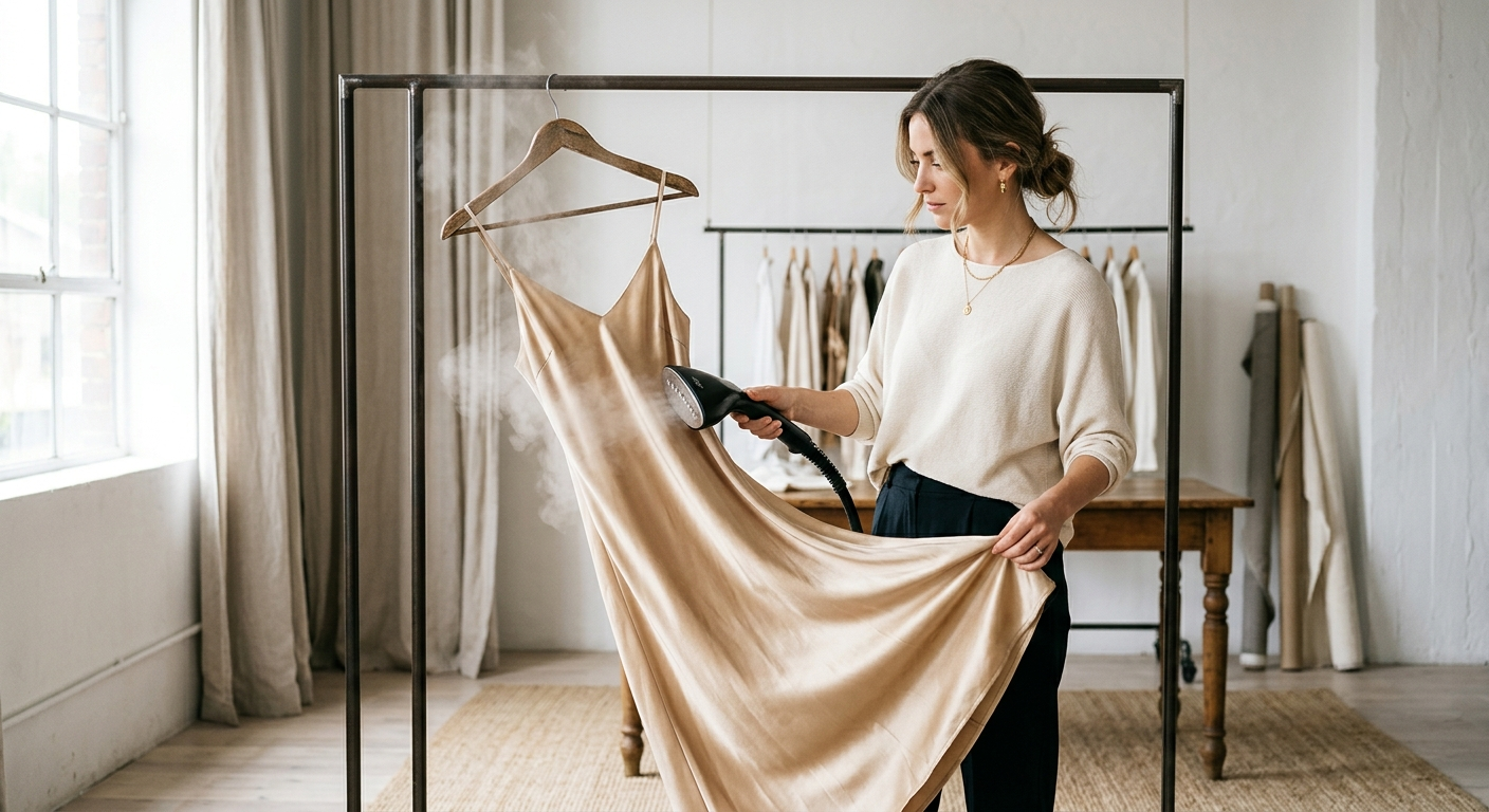 Parowanie satynowej odzieży