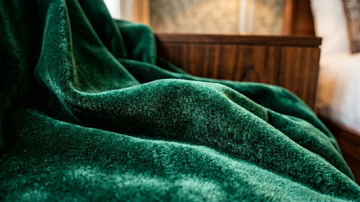 Welurowa tkanina w głębokim szmaragdowym kolorze