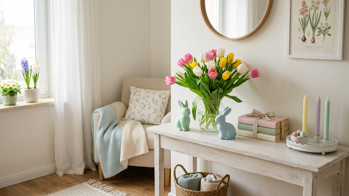 Wiosenne dekoracje do domu — tulipany i pastelowe dodatki