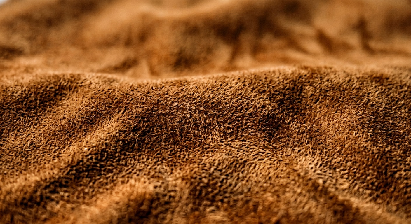 Zbliżenie na zamszową skórę w kolorze koniakowym